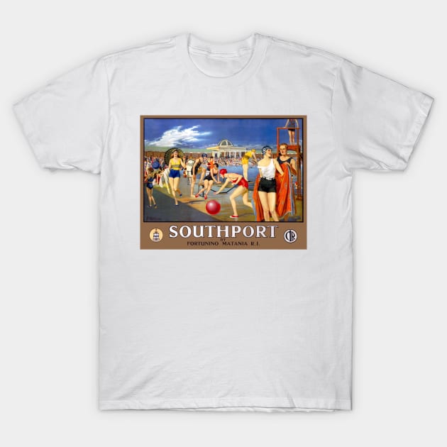 Vintage Travel Poster England Southport T-Shirt by vintagetreasure